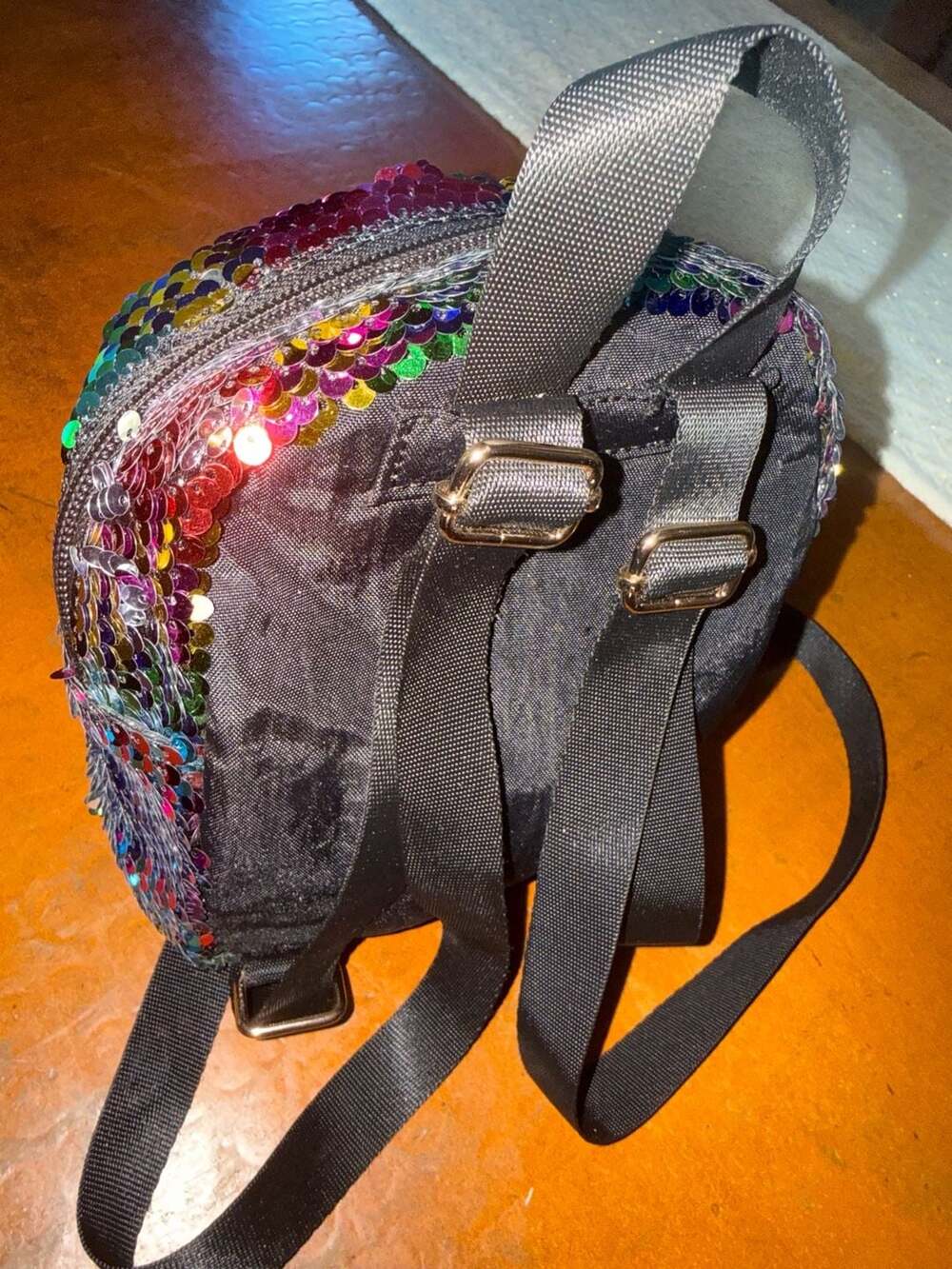 Claire's Rainbow Sequin Mini Backpack 7 Inches - Picture 2 of 4